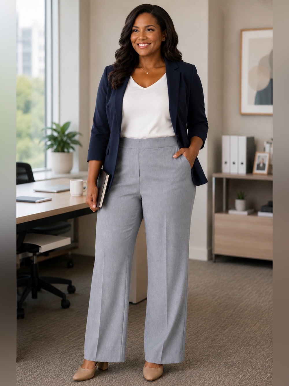 NWT C Est. 1946 Curvy Stretch Waist Gray Dress Pants | Women’s 20W